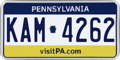 PA license plate KAM4262