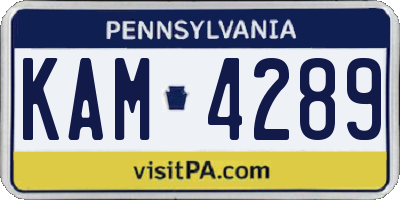 PA license plate KAM4289