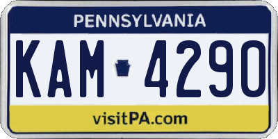 PA license plate KAM4290