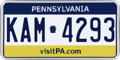 PA license plate KAM4293