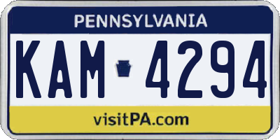 PA license plate KAM4294