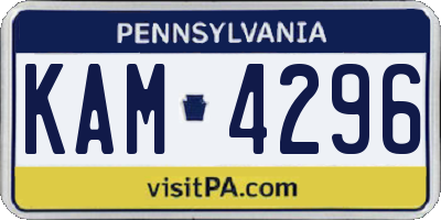 PA license plate KAM4296