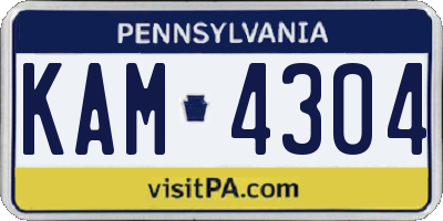 PA license plate KAM4304