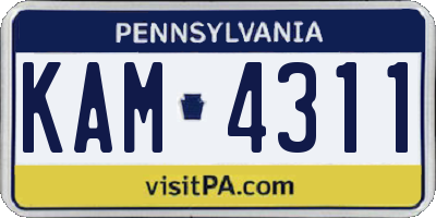 PA license plate KAM4311