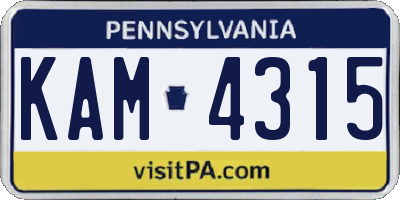 PA license plate KAM4315