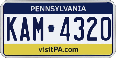 PA license plate KAM4320