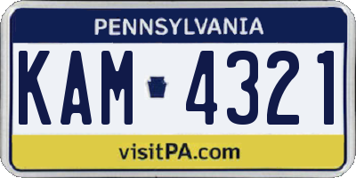 PA license plate KAM4321