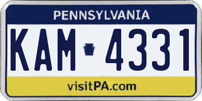 PA license plate KAM4331