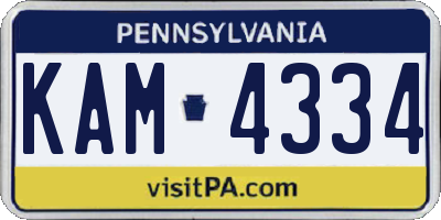 PA license plate KAM4334