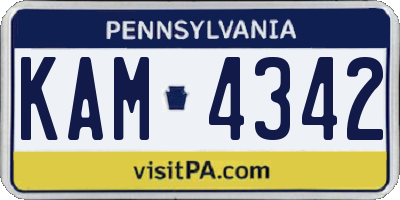 PA license plate KAM4342