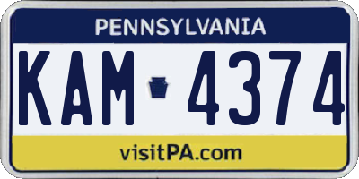 PA license plate KAM4374