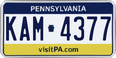 PA license plate KAM4377