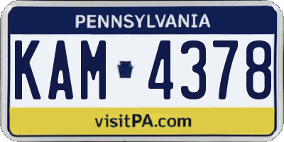 PA license plate KAM4378