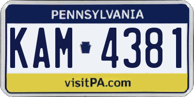 PA license plate KAM4381