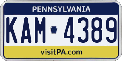 PA license plate KAM4389