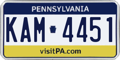 PA license plate KAM4451