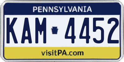 PA license plate KAM4452