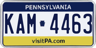 PA license plate KAM4463