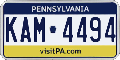 PA license plate KAM4494