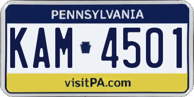 PA license plate KAM4501