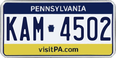 PA license plate KAM4502