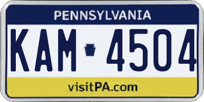 PA license plate KAM4504