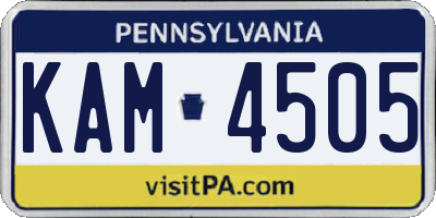 PA license plate KAM4505