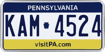 PA license plate KAM4524