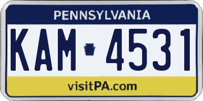 PA license plate KAM4531