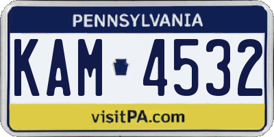 PA license plate KAM4532