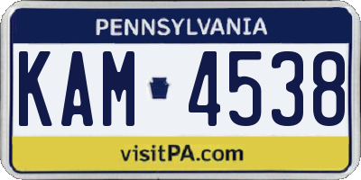 PA license plate KAM4538