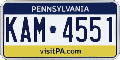 PA license plate KAM4551