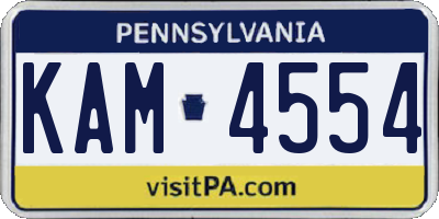 PA license plate KAM4554
