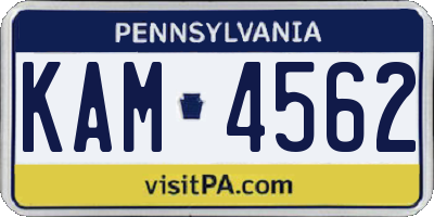 PA license plate KAM4562