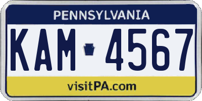 PA license plate KAM4567