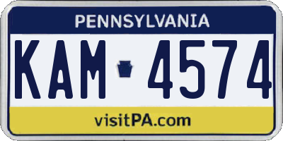 PA license plate KAM4574