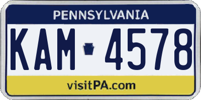 PA license plate KAM4578