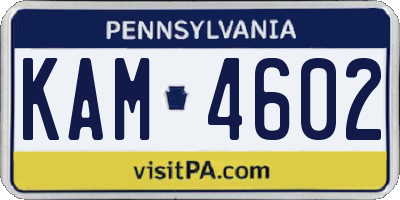 PA license plate KAM4602
