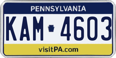 PA license plate KAM4603