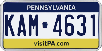 PA license plate KAM4631