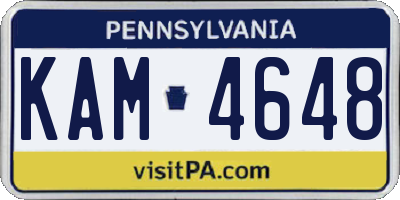 PA license plate KAM4648