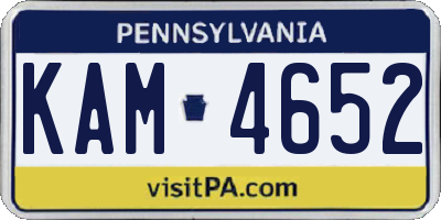 PA license plate KAM4652