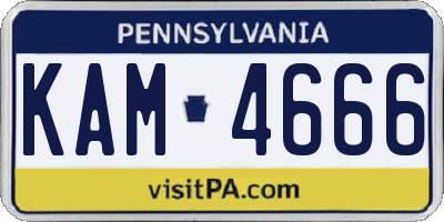 PA license plate KAM4666