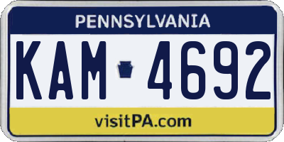 PA license plate KAM4692
