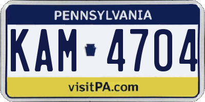 PA license plate KAM4704