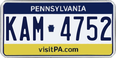 PA license plate KAM4752