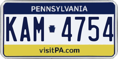 PA license plate KAM4754