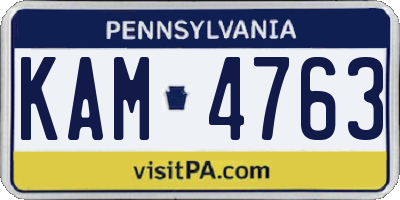 PA license plate KAM4763