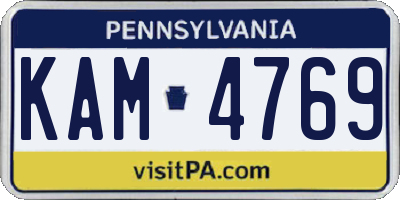 PA license plate KAM4769