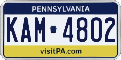 PA license plate KAM4802